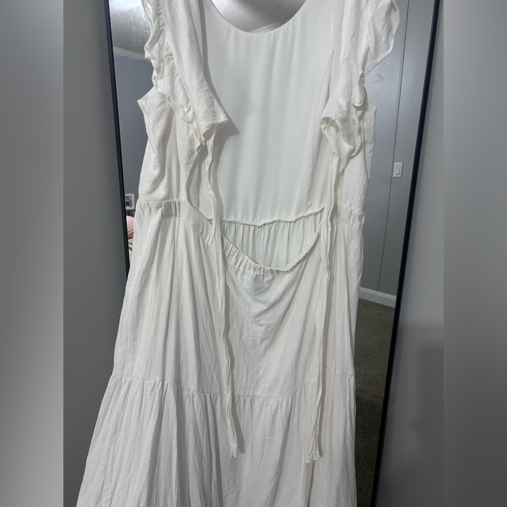 CeCe White Ruffle Sleeve Maxi Dress sz XL - Picture 9 of 11